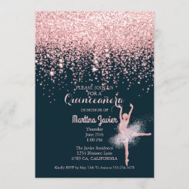 Ro Guld Glitter Rosa Quinceañera 15:e födelsedagen Inbjudningar