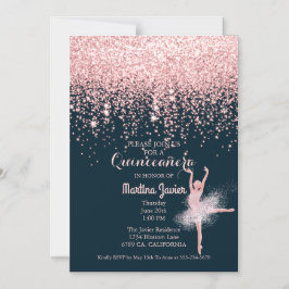 Ro Guld Glitter Rosa Quinceañera 15:e födelsedagen Magnetisk Inbjudningskort