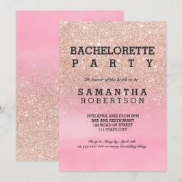 Ro guld glitter rosa vattenfärgsbachelorette inbjudningar