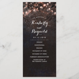 Ro Guld Glitter Rustic Nature Bröllopsprogram Program