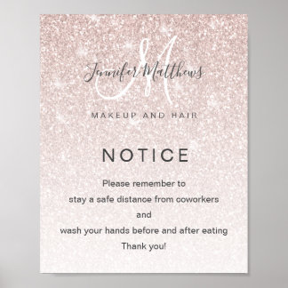Ro Guld Glitter Salon COVID Safety Break Room Poster