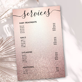 Ro Guld Glitter Salon Service Menu Poster