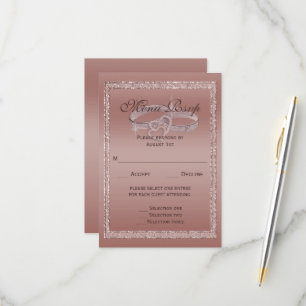 Ro Guld Glitter, Silver Bröllop Ringar Menu, OSA Kort