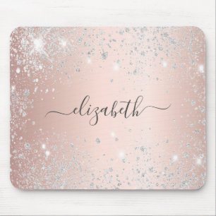Ro guld glitter silver dammmonogram namn musmatta