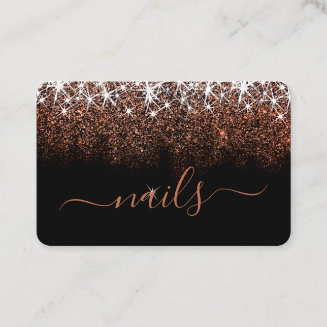 Ro Guld Glitter Spark Elegant Professionell Nagel Visitkort (Framsida)