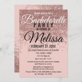 Ro Guld Glitter Sparkles  Rosa Bachelorette Inbjudningar
