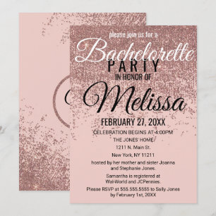 Ro Guld Glitter Sparkles Rosa Bachelorette Inbjudningar