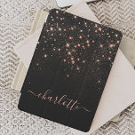 Ro Guld Glitter Sparkly Elegant Glamous-skript iPad Mini Skydd<br><div class="desc">Skapa din egen personlig svart och ro guld diamant gnistra ipad cover med ditt anpassningsbar moderna handskript namn.</div>