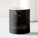 Ro Guld Glitter Sparkly Elegant Glamous-skript Kaffemugg<br><div class="desc">Skapa din egen personlig svart och ro guld diamant gnistra kaffe mugg med din anpassningsbar moderna handskript namn.</div>