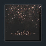 Ro Guld Glitter Sparkly Elegant Glamous-skript Magnet<br><div class="desc">Skapa din egen personlig svart och ro guld diamantmagnet för gnistra med anpassningsbarnas moderna handskript namn.</div>