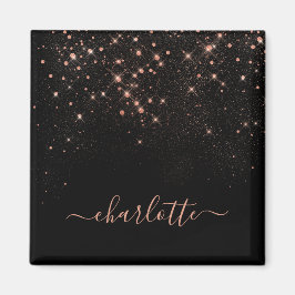 Ro Guld Glitter Sparkly Elegant Glamous-skript Magnet
