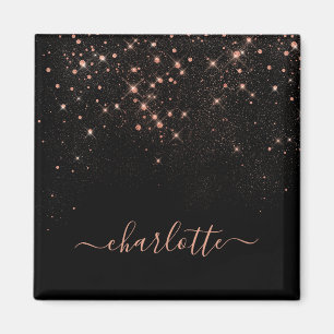 Ro Guld Glitter Sparkly Elegant Glamous-skript Magnet