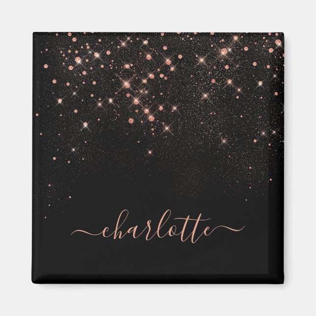 Ro Guld Glitter Sparkly Elegant Glamous-skript Magnet (Framsidan)
