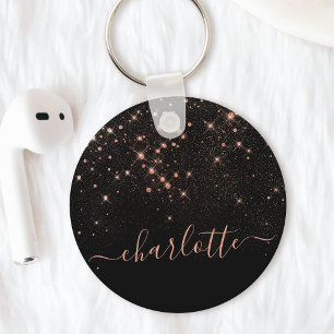 Ro Guld Glitter Sparkly Elegant Glamous-skript Nyckelring