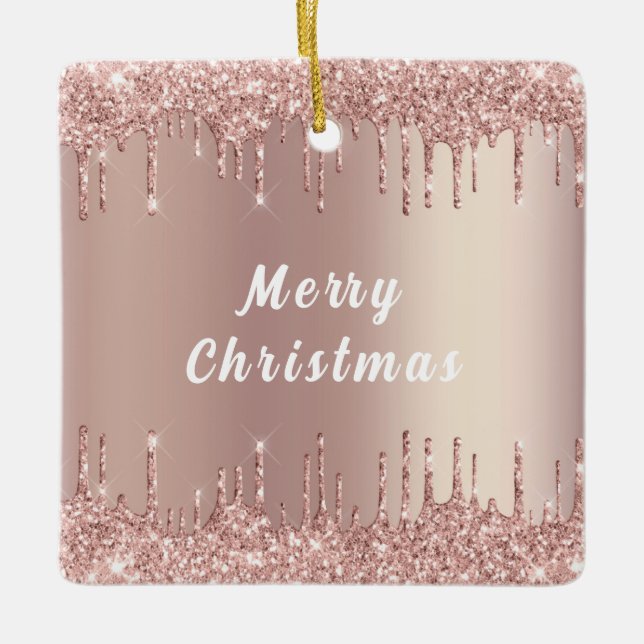 Ro Guld Glitter Sparkly jul Ornament (Framsida)