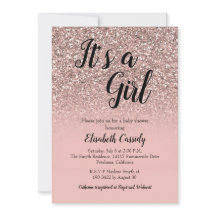 Ro Guld Glitter Sprinkle Baby Shower Inbjudan