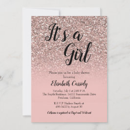 Ro Guld Glitter Sprinkle Baby Shower Inbjudan