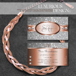 Ro Guld Glitter Stars Diamonds Initialer Visitkort