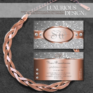 Ro Guld Glitter Stars Diamonds Initialer Visitkort
