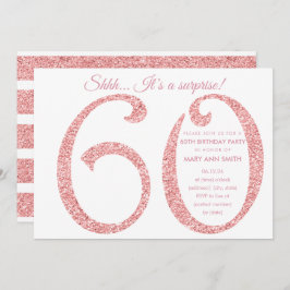 Ro Guld Glitter Surprise 60:e födelsedag Inbjudningar