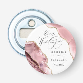 Ro Guld Glitter Svart skript Luxury Bröllop Bott Flasköppnare