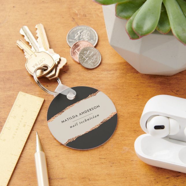 Ro guld glitter svarta modern elegant budget nyckelring (Skrivbord)