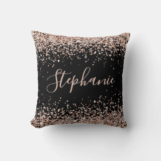 Ro Guld Glitter Svarta Personligen Namn Kudde