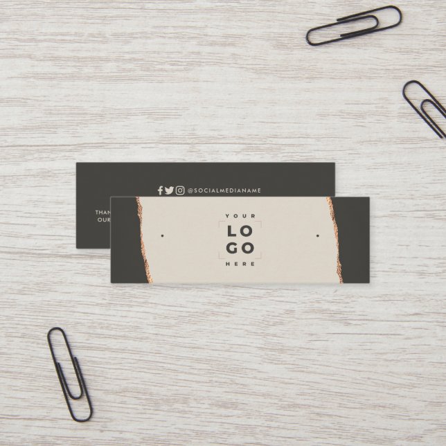Ro guld glitter svartvit modern elegant som tjänar mini visitkort (Fram/Back In Situ)