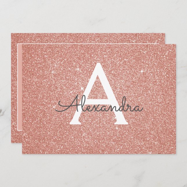 Ro Guld Glitter Sweet 16 Spara datumet Inbjudningar (Fram/baksida)