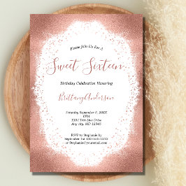 Ro Guld Glitter Sweet sixteen 16 födelsedag 16 Inbjudningar