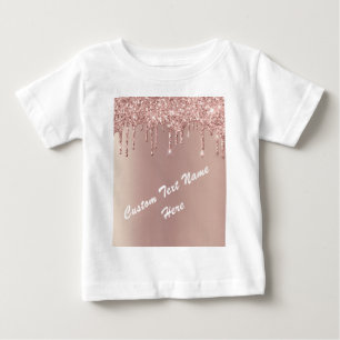 Ro Guld  Glitter-texten Namn Baby T-Shirt