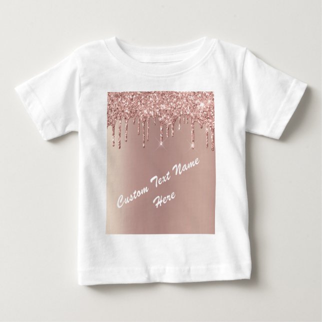 Ro Guld  Glitter-texten Namn Baby T-Shirt (Framsida)