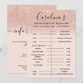 ro guld glitter-tidslinjen bachelorette helg inbjudningar