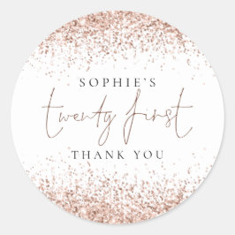 Ro Guld Glitter tjugoförsta födelsedag Tack Runt Klistermärke