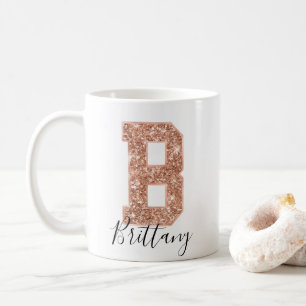 Ro Guld Glitter Varsity Brev Monogram B Kaffemugg
