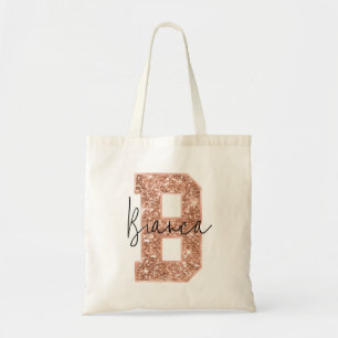 Ro Guld Glitter Varsity Brev Monogram B Tygkasse