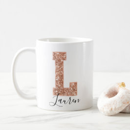 Ro Guld Glitter Varsity Brev Monogram L Kaffemugg