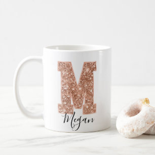 Ro Guld Glitter Varsity Brev Monogram M Kaffemugg