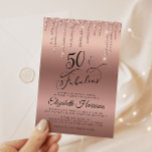 Ro Guld Glitter Virtuell 50:e Födelsedagsfesten Inbjudningar<br><div class="desc">Elegant och chic virtuell 50 födelsedagsfest inbjudan med "50 & Fabulous" i ett skript för söt snyggt mot bakgrund av ro guld,  med ro guld faux glitter droppar uppifrån.</div>
