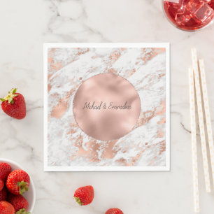 Ro Guld Glitz White Marble Pappersservett