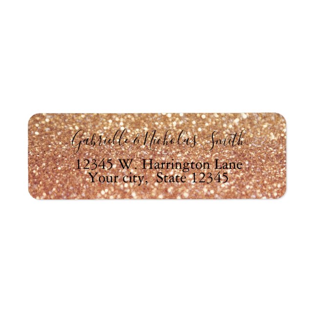 Ro Guld Glitzy Bokeh Returadress Etikett (Framsidan)