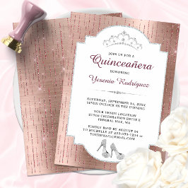 Ro Guld Gnistra Diamond Tiara Quinceañera Inbjudningar