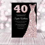 Ro guld Gnistra Dress 40:e födelsedagen Party Blac Inbjudningar<br><div class="desc">Den  Gnistran för rosa i ro: 40:e födelsedag med svart inbjudan i Party till inbjudan och matchande artiklar i vår butik</div>