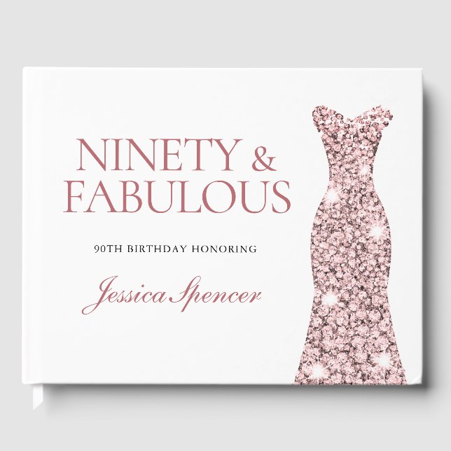 Ro Guld Gnistra Dress 90:e Födelsedagsfest Gästböcker (Framsida)