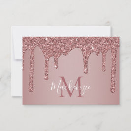 Ro Guld Gnistra-drivning Glitter Monogram Tack Kort