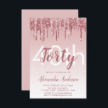 Ro Guld Gnistra Glitter 40:e födelsedag Party Inbjudningar<br><div class="desc">Ro Guld -  Gnistra för Rosa och Glitter Ombre Girly Födelsedagsfest 40:e födelsedagsinbjudan. Denna moderna 40-dagarsinbjudan är perfekt för Ro Guld Gnistra Glitter Girly Party att tittar fira i Rosa ros Guld. Kontakta designern om du vill matcha anpassade objekt.</div>