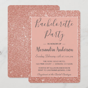 Ro Guld Gnistra Glitter Bachelorette Party Inbjudningar