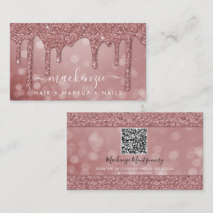 Ro Guld Gnistra Glitter Drips Bokeh QR-kod Visitkort