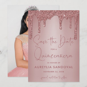 Ro Guld Gnistra Glitter Drips Quinceañera Quinceañ Spara Datumet