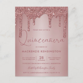 Ro Guld Gnistra Glitter Drips Quinceañera Quinceañ Vykort